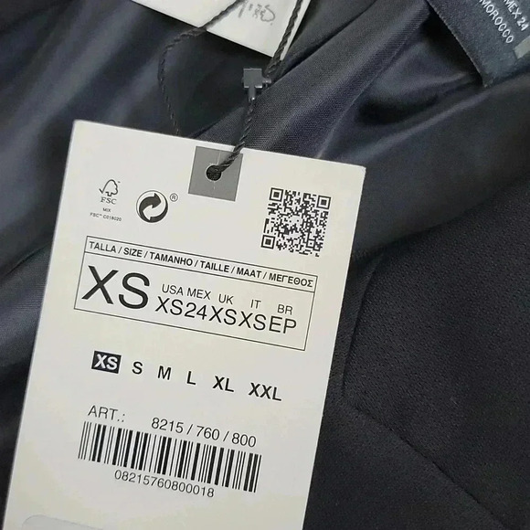 ZARA Open Blazer Women’s Size XS Rolled-Up Sleeves Black - Picture 6 of 10